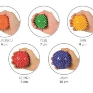 Dikenli yumuşak top 5’li set, el egzersizi ve duyu terapisi için kullanılan masaj topları