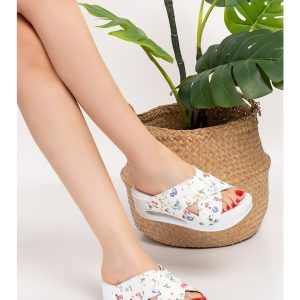 Nur Ortopedi pastel çiçekler desenli açık burun Airmax taban ortopedik terlik – lifestyle