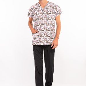 Kahverengi Ayıcık Desenli Scrubs