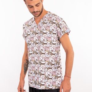 Kahverengi Ayıcık Desenli Scrubs