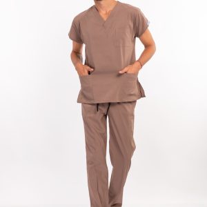 Likralı Açık Kahve Erkek Medikal Üniforma – Scrub Takım