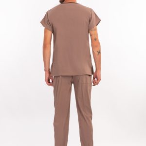 Likralı Açık Kahve Erkek Medikal Üniforma – Scrub Takım