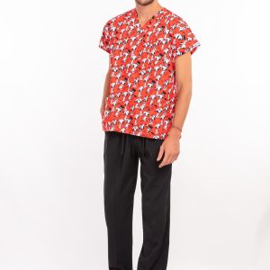 Likralı Snoopy Desenli Scrubs Takım